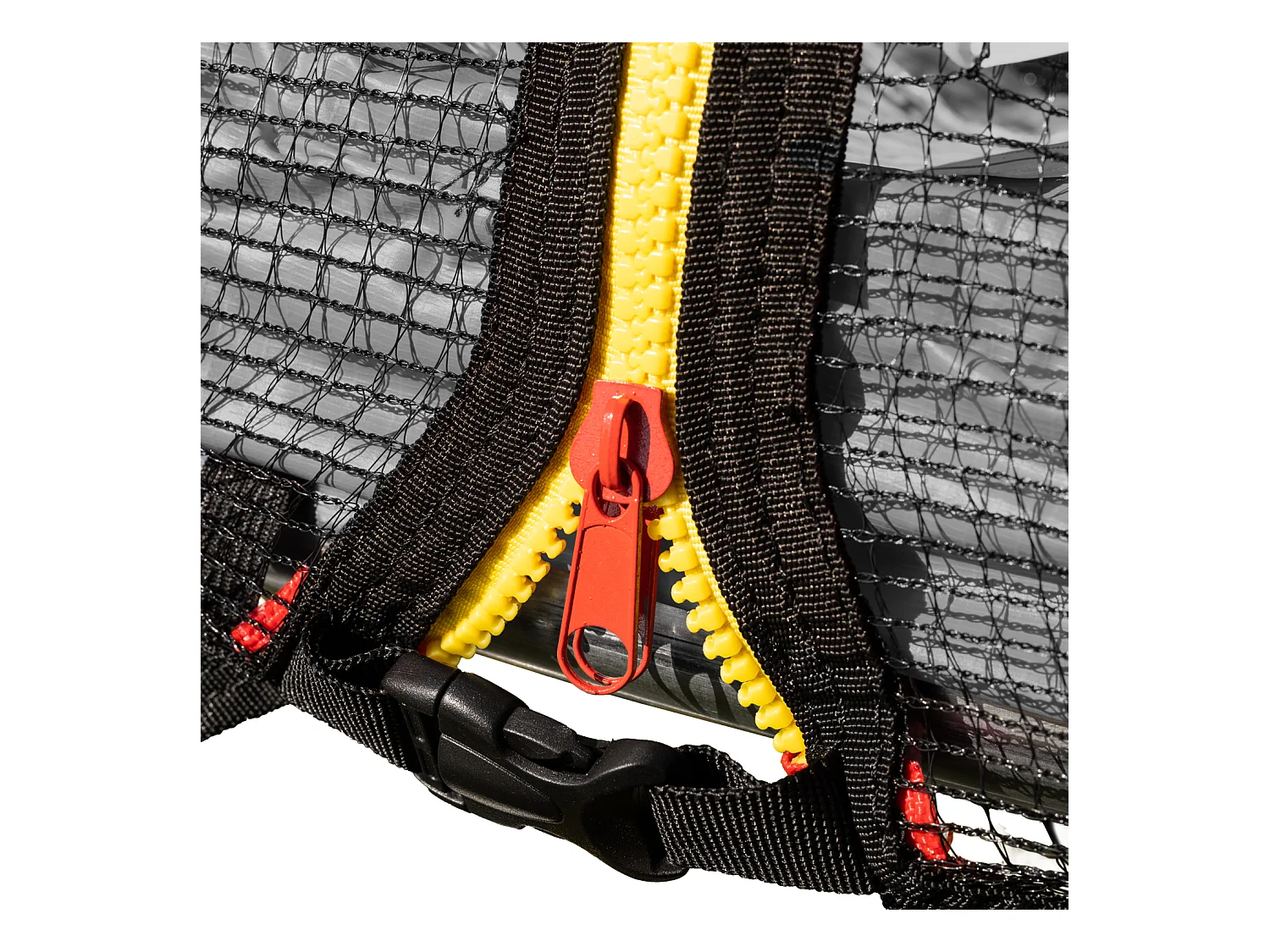 Trampoline 180cm omkeerbaar grijs / roze CAIRNS + net, ladder, hoes en verankeringsset