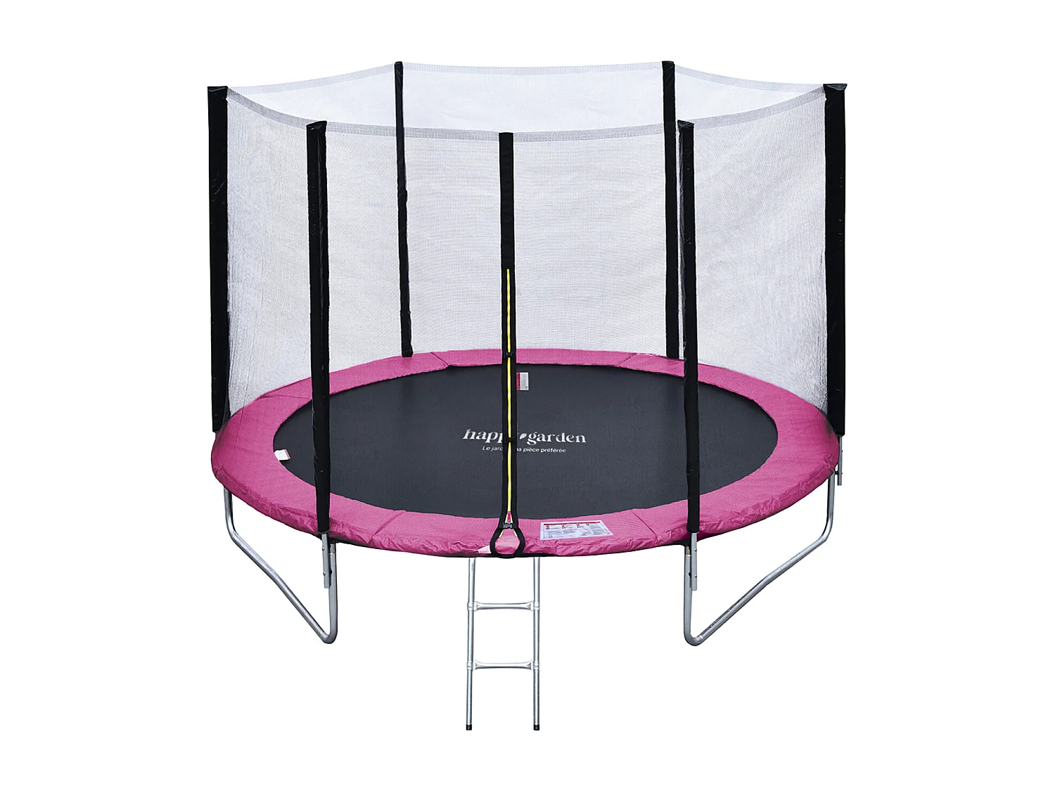 Trampoline 180cm réversible rose / gris CAIRNS + filet, échelle, bâche et kit d'ancrage - HAPPY GARDEN