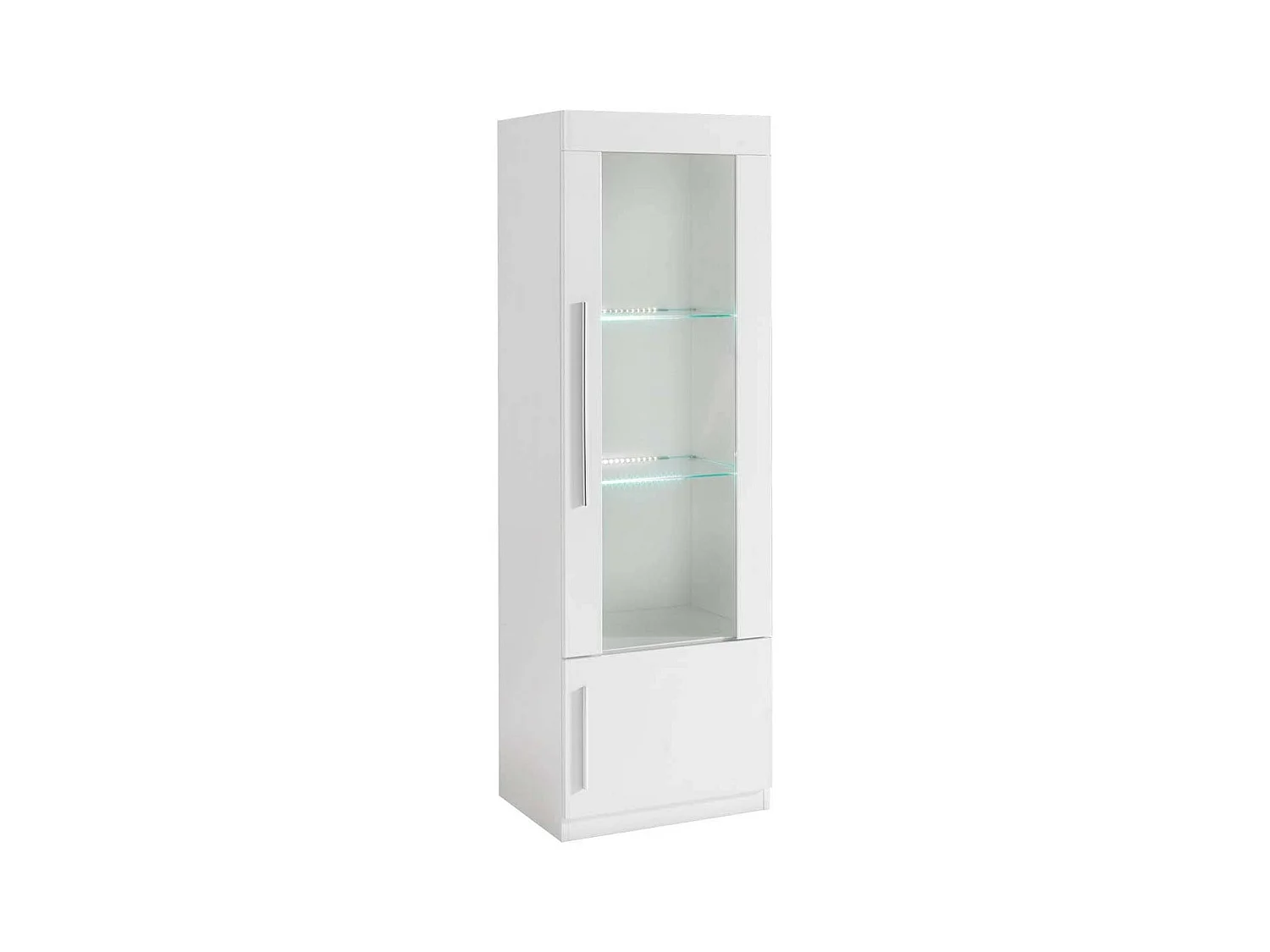 CLARK - Vitrine Droite Laquée Blanc Poignées Métal avec Leds