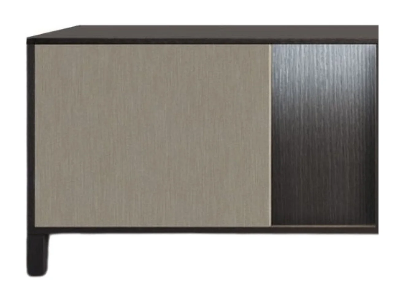 MANTA - Meuble TV 3 Portes Aspect Chêne Foncé et Champagne avec Leds