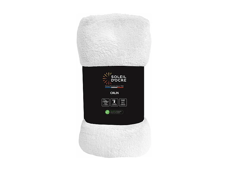 Manta de franela 180x220 cm blanco CALIN, de Soleil d'Ocre