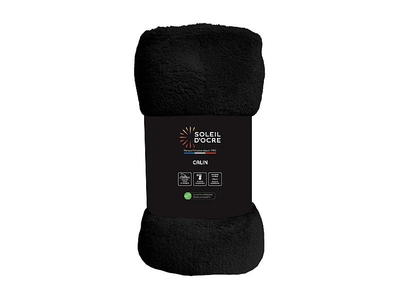 Manta de franela 180x220 cm CALIN Negro, por Soleil d'Ocre