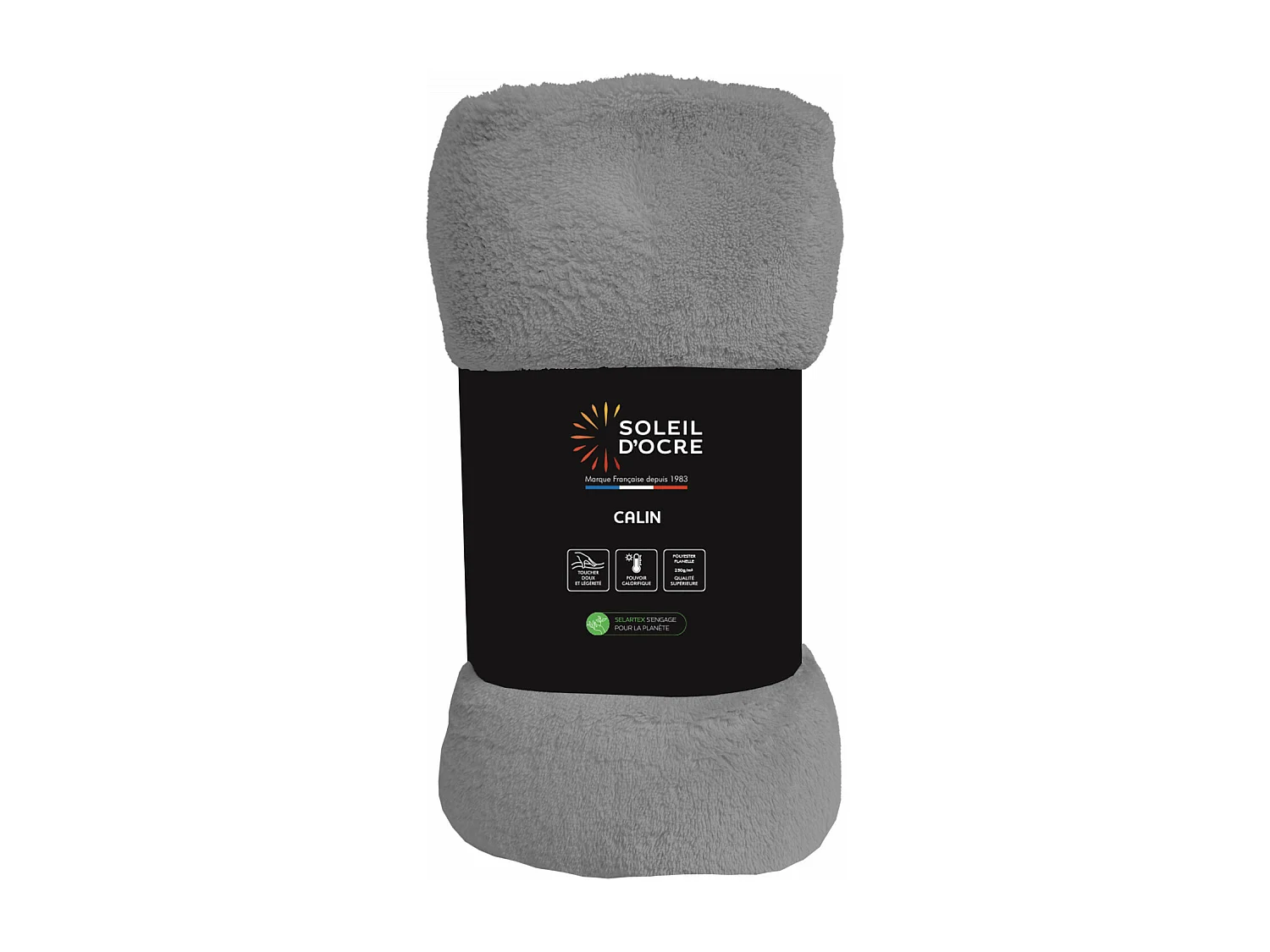 Manta de franela 220x240 cm CALIN gris, de Soleil d'Ocre