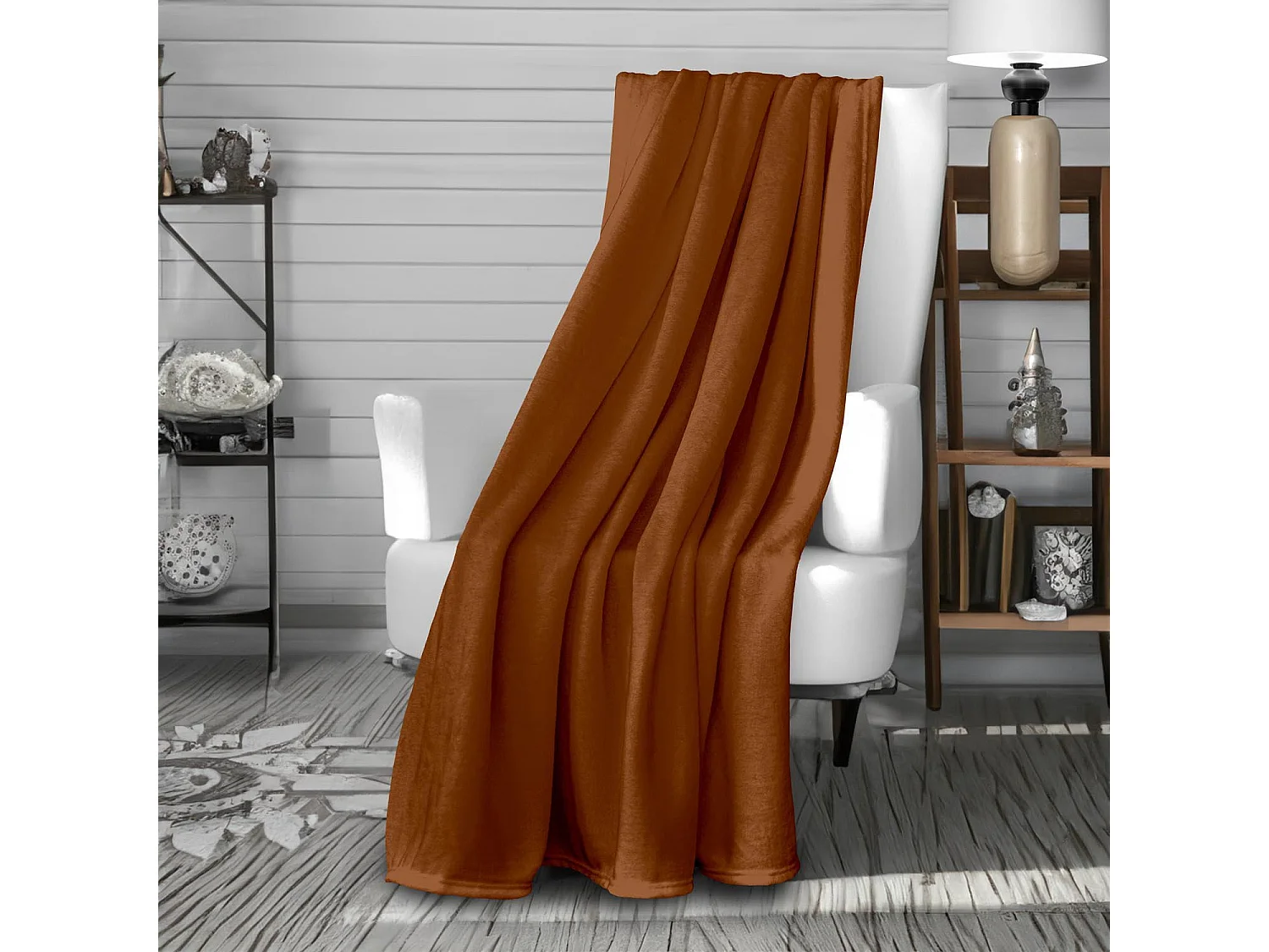 Manta de franela 220x240 cm CALIN terra, por Soleil d'Ocre