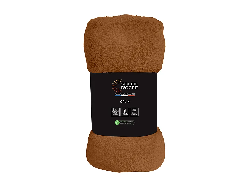 Couverture flanelle 220x240 cm CALIN terra, par Soleil d'Ocre