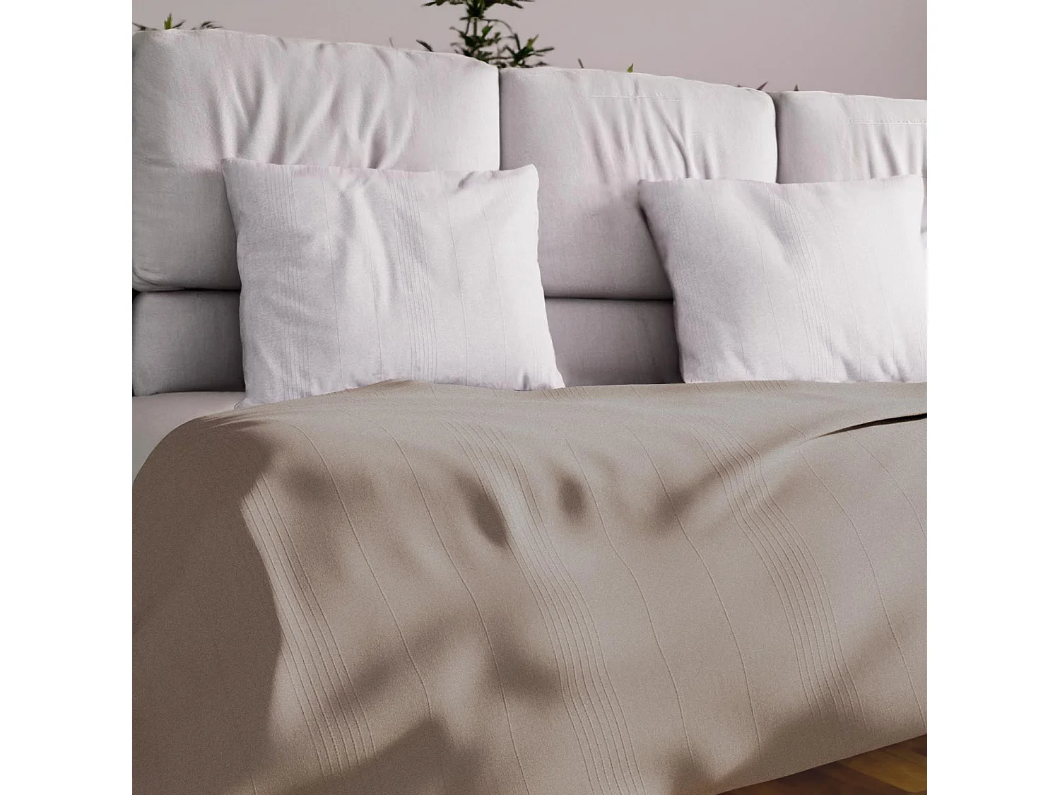 Jeté de lit ou canapé 180x220 cm ADELE taupe, par Soleil d'ocre