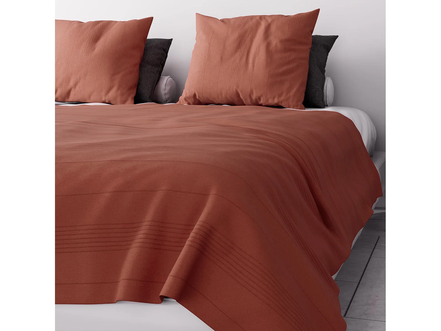 Jeté de lit ou canapé 220x240 cm ADELE brique, par Soleil d'ocre