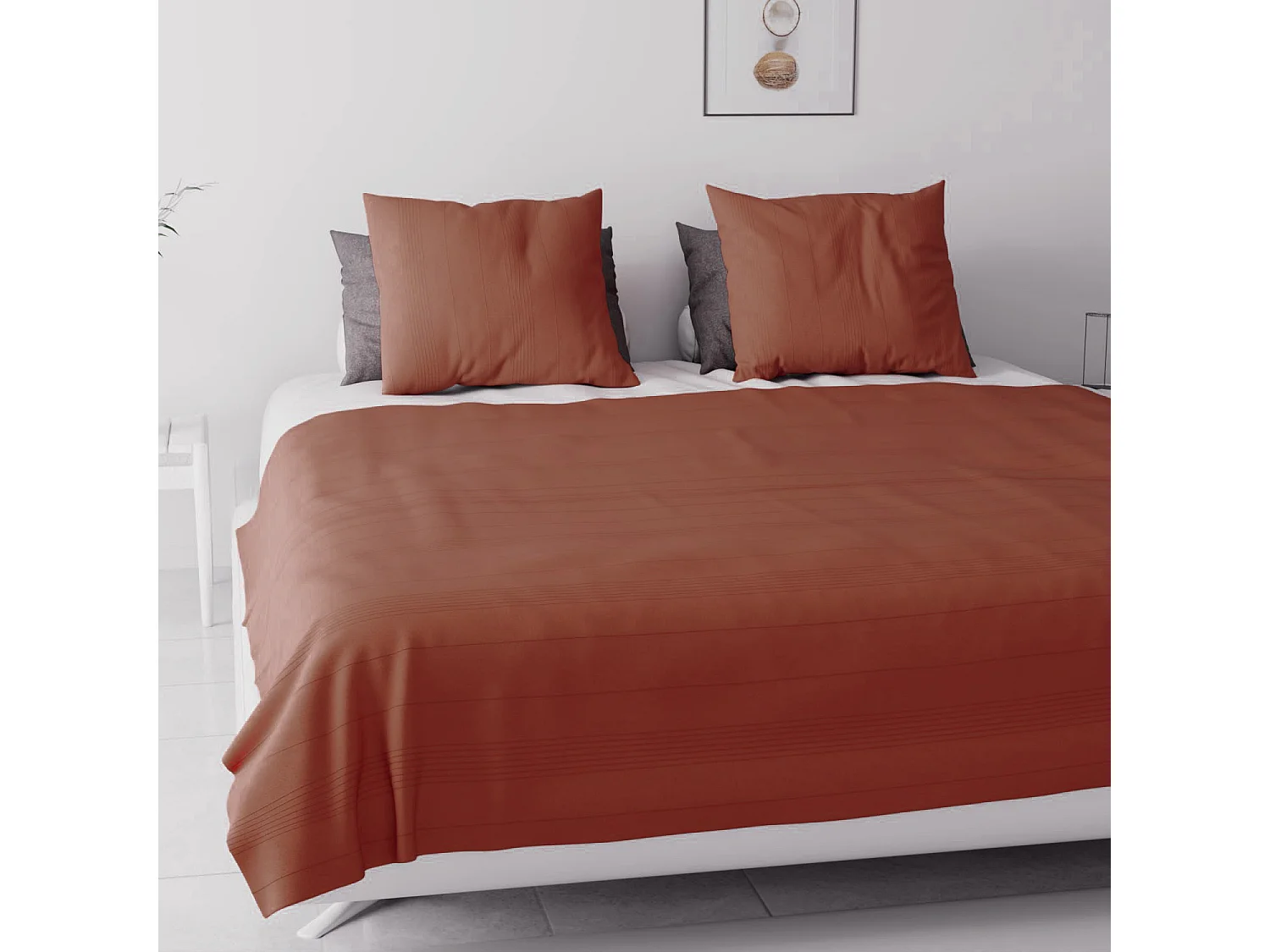 Jeté de lit ou canapé 220x240 cm ADELE brique, par Soleil d'ocre