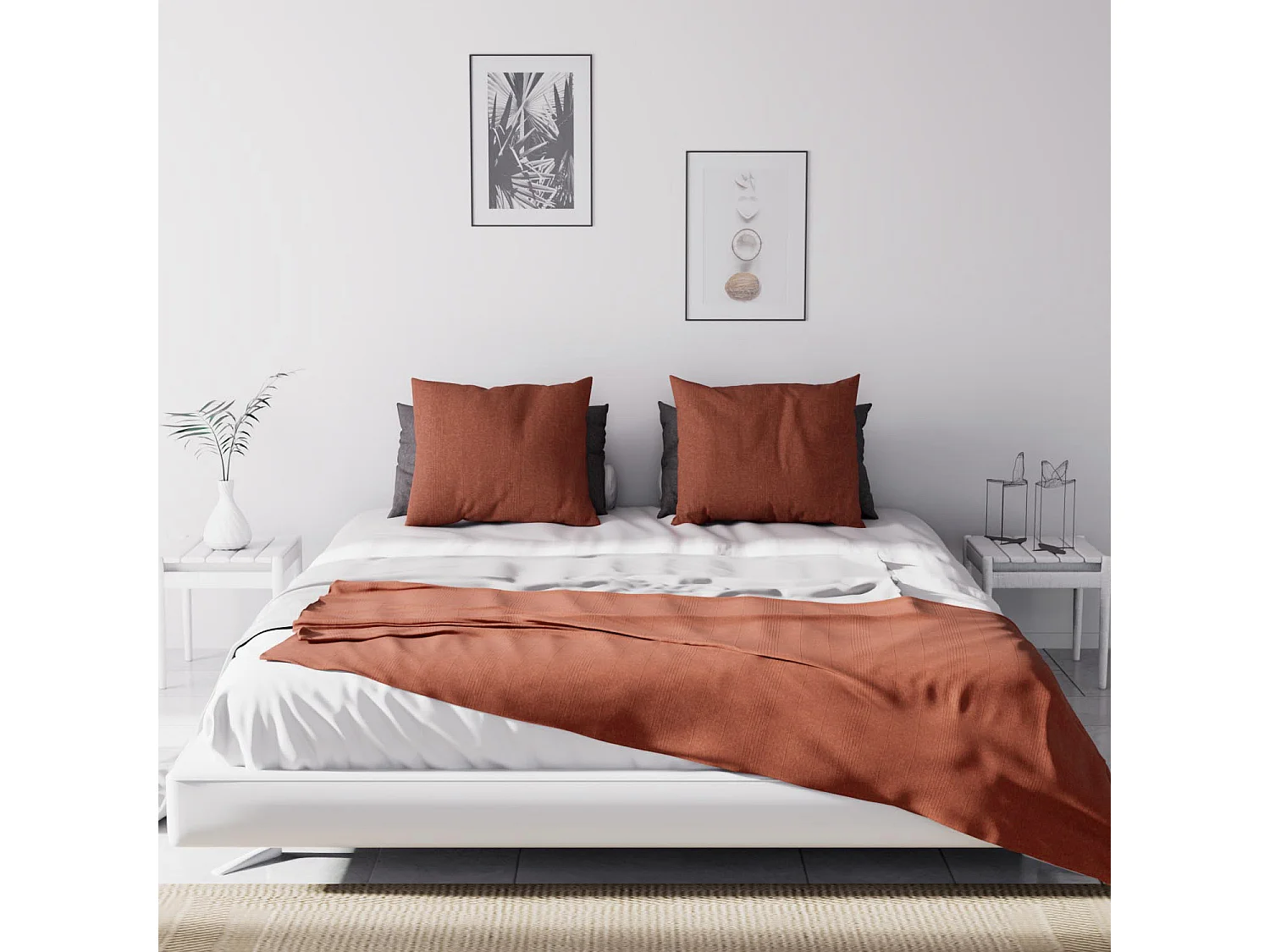 Jeté de lit ou canapé 220x240 cm ADELE brique, par Soleil d'ocre