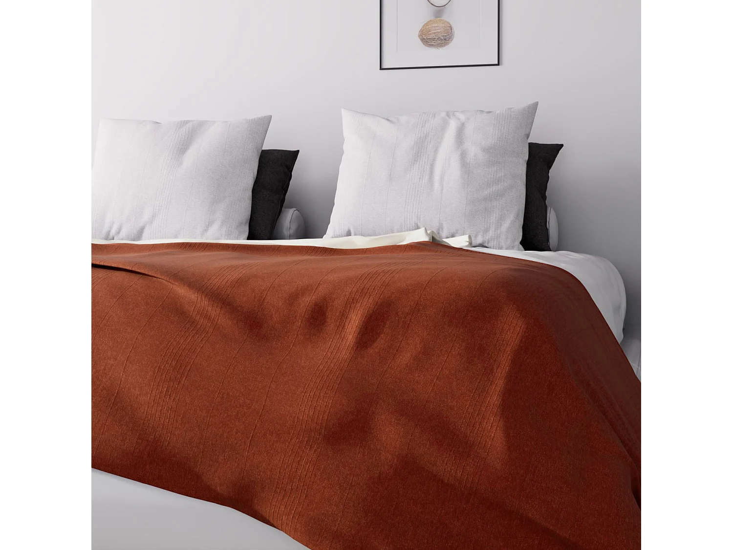 Jeté de lit ou canapé 220x240 cm ADELE brique, par Soleil d'ocre