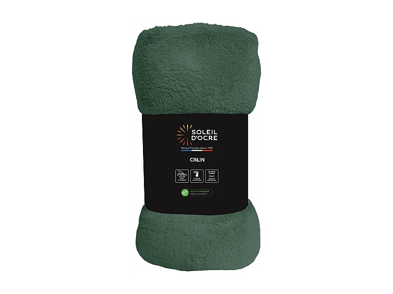 Manta de franela 220x240 cm CALIN caqui, de Soleil d'Ocre