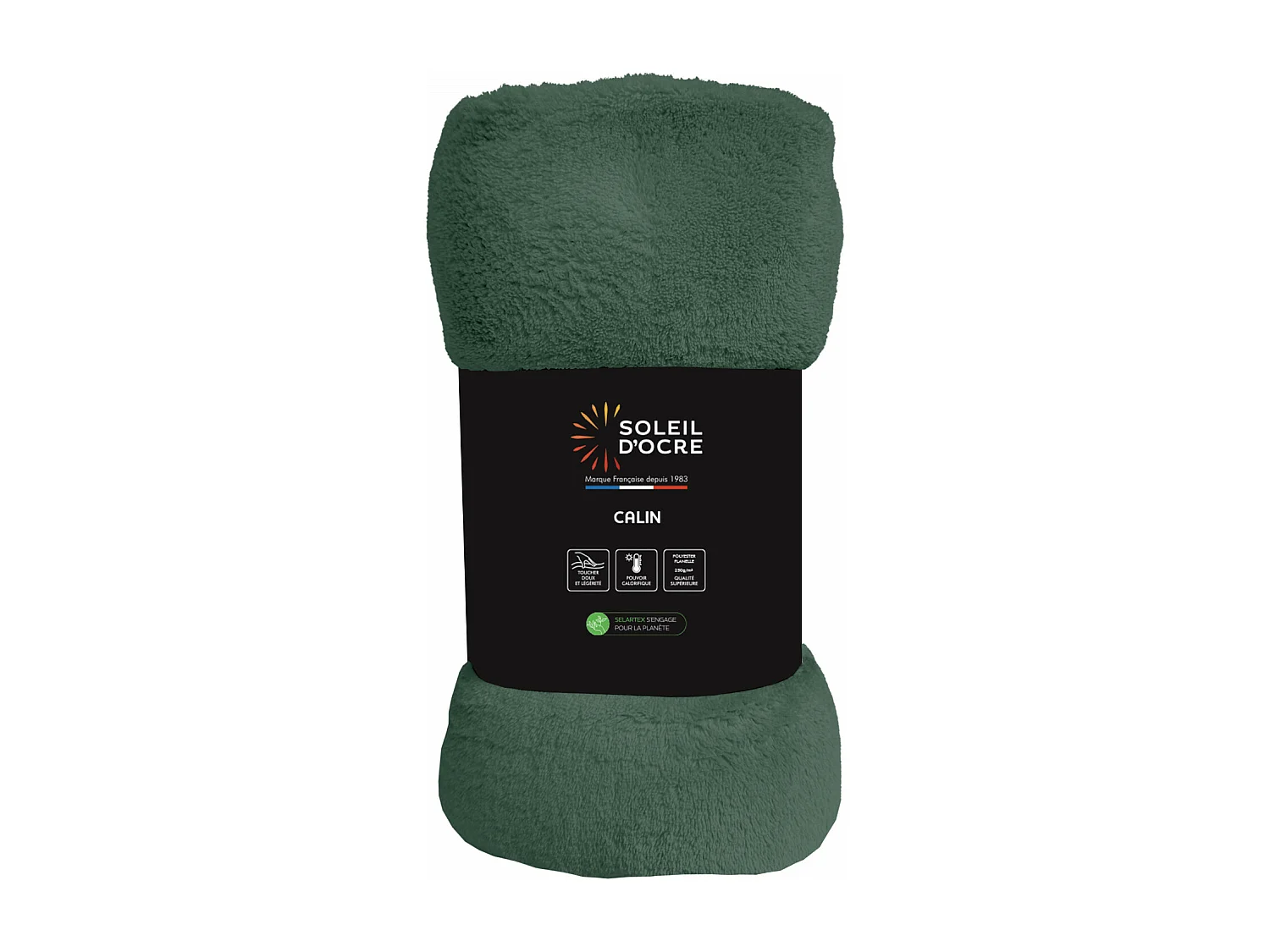 Manta de franela 220x240 cm CALIN caqui, de Soleil d'Ocre