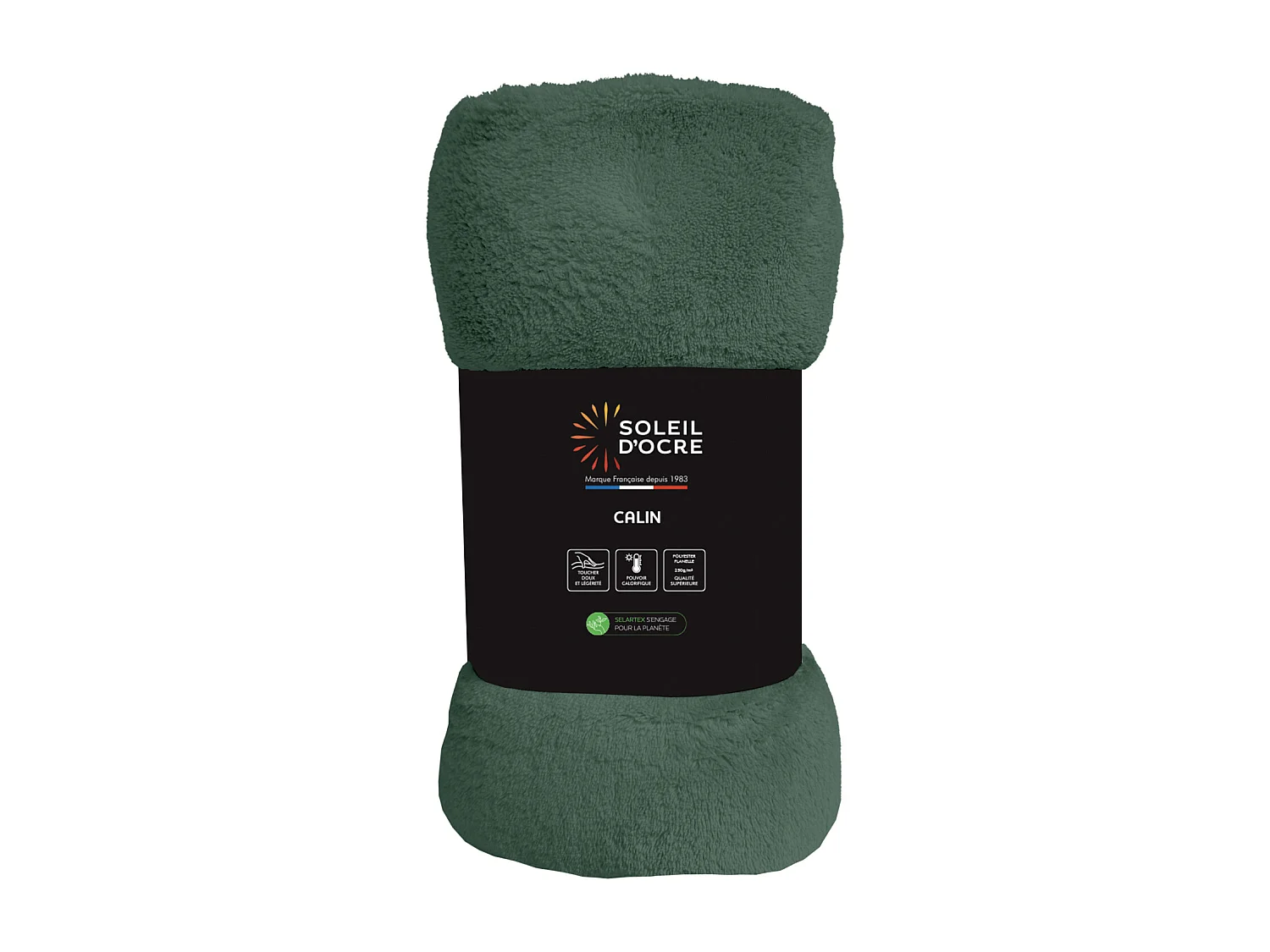 Manta de franela 220x240 cm CALIN caqui, por Soleil d'Ocre