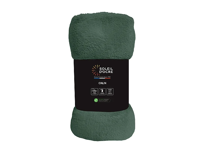 Manta de franela 220x240 cm CALIN caqui, por Soleil d'Ocre