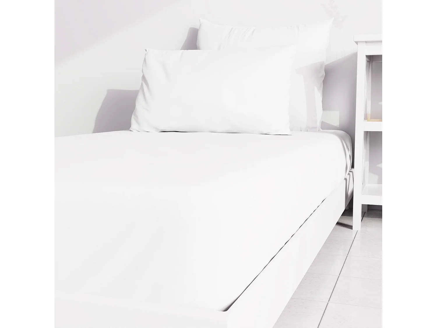 Drap housse uni 80x190 cm ZZZ blanc
