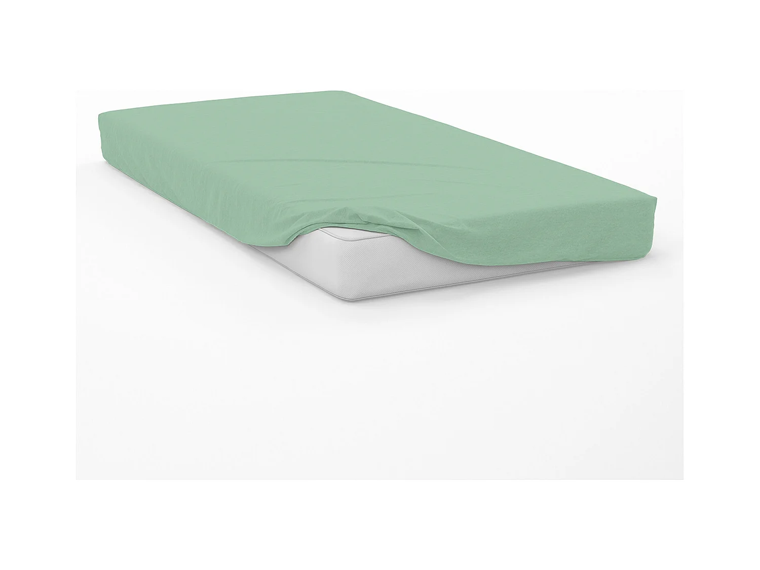 Drap housse en coton 57 fils 60x120 cm BEBE vert eau, par Soleil d'Ocre