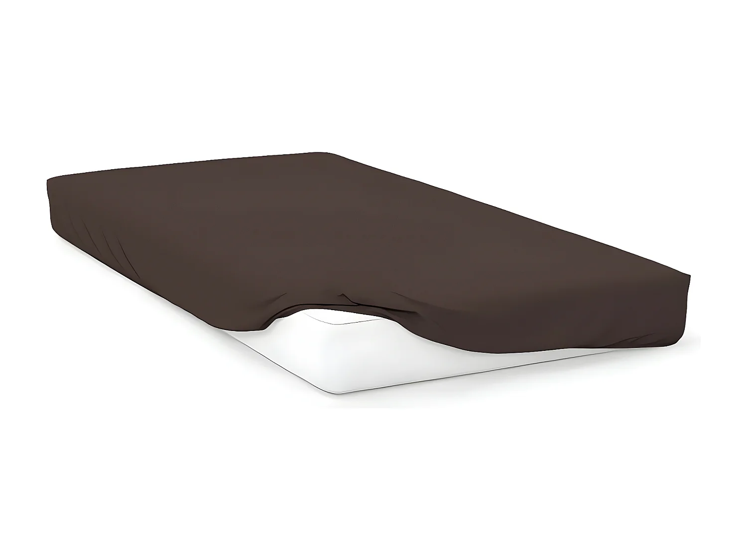 Drap housse en coton 57 fils 90x190 cm UNI brun, par Soleil d'ocre