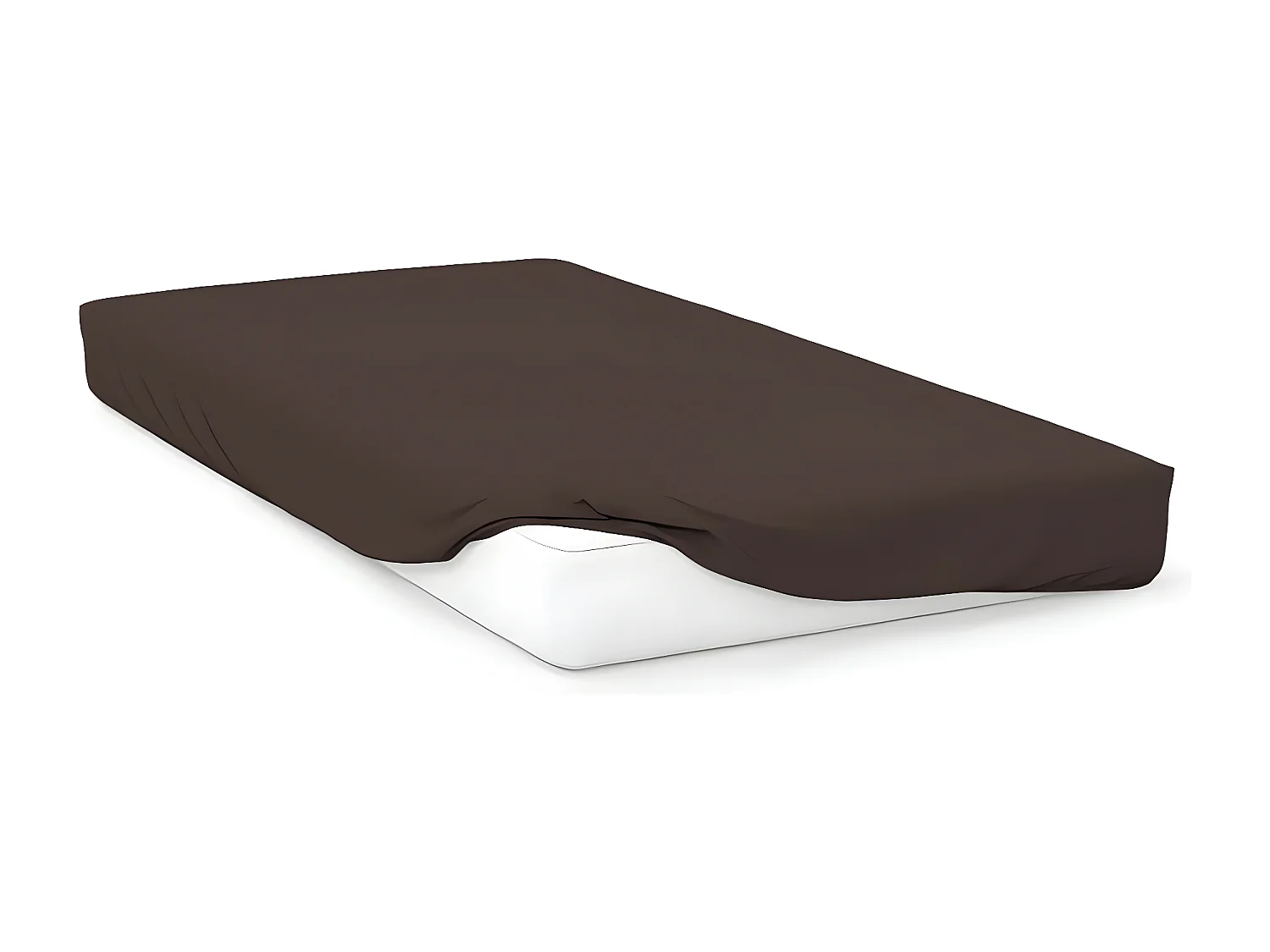 Drap housse en coton 57 fils 90x200 cm UNI brun, par Soleil d'ocre