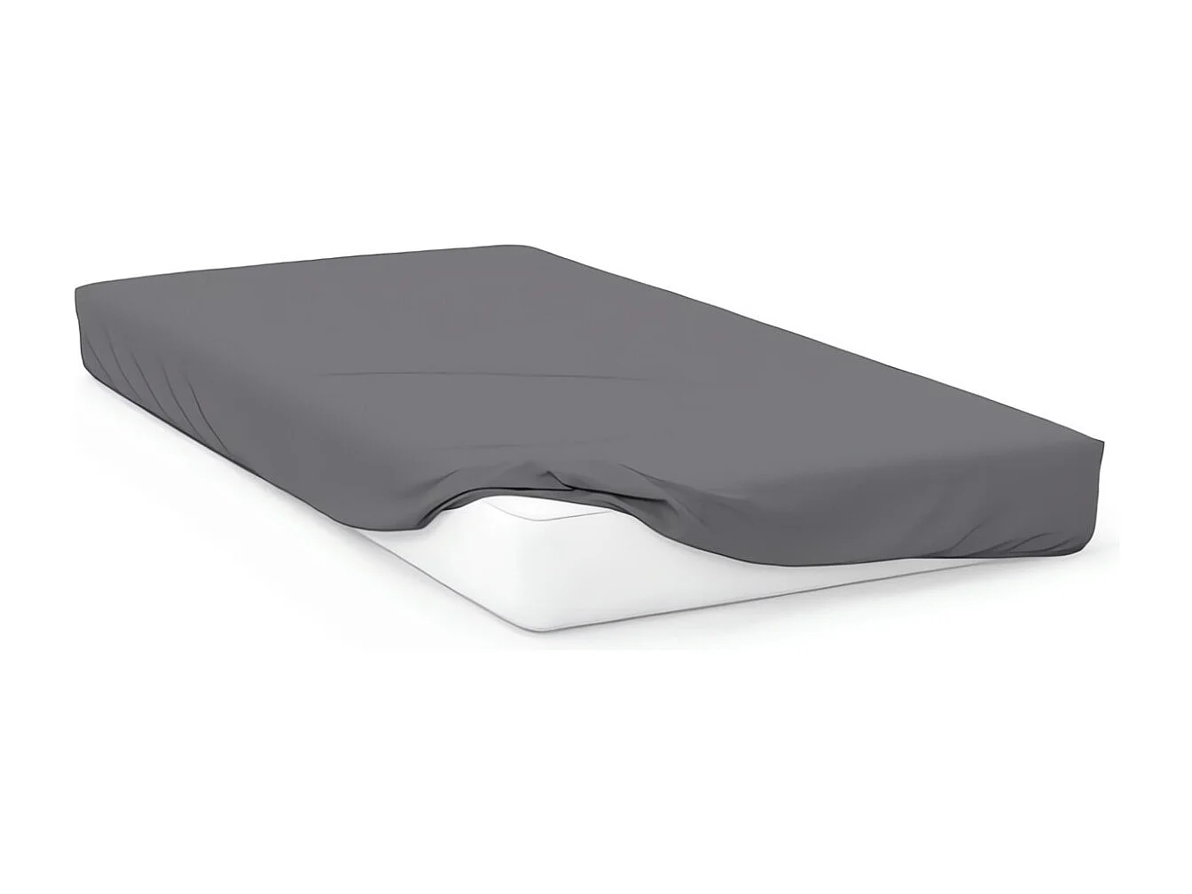 Drap housse en coton 57 fils 140x200 cm UNI gris, par Soleil d'ocre