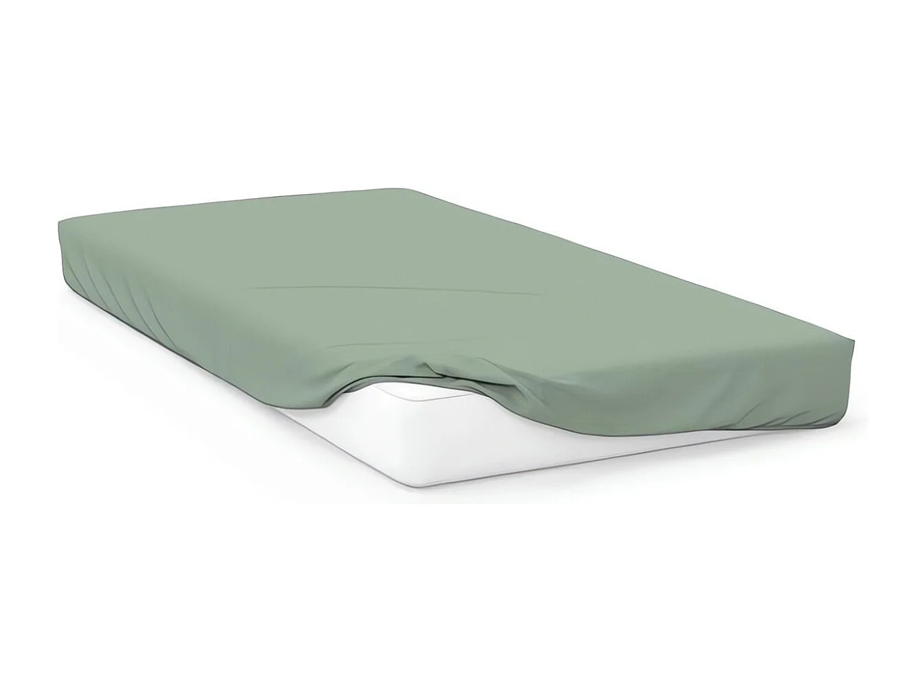 Drap housse en coton 57 fils 140x190 cm UNI vert d'eau, par Soleil d'ocre