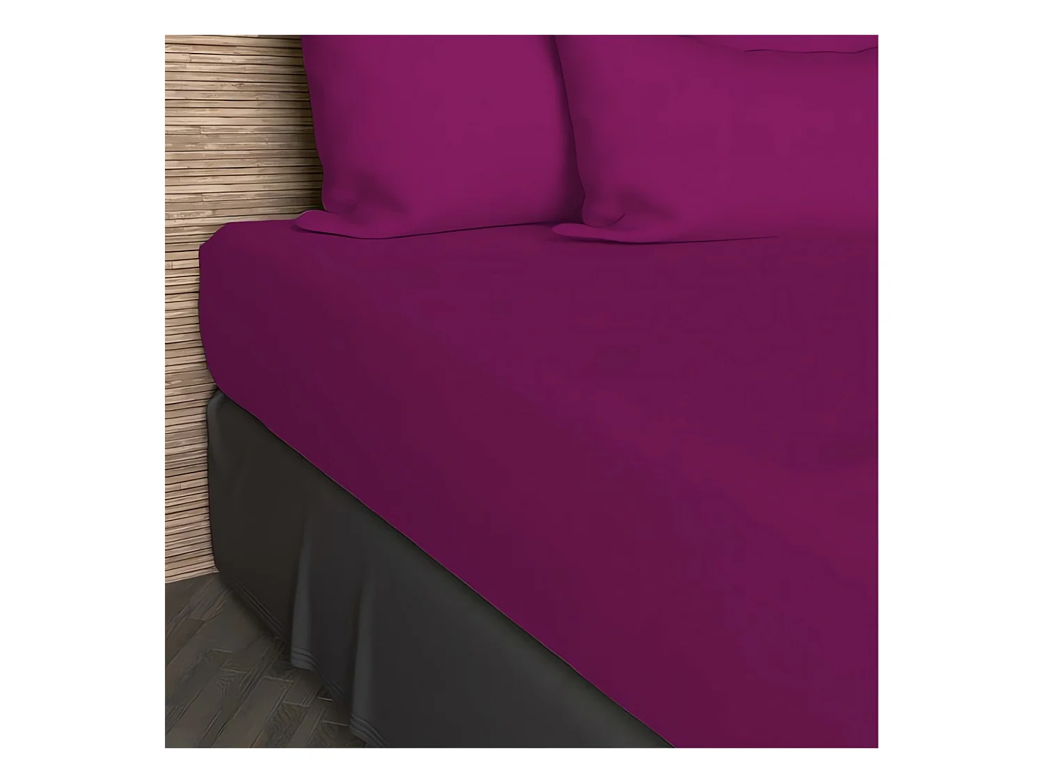 Drap housse 90x200 cm en coton 57 Fils SOLEIL D'OCRE cassis