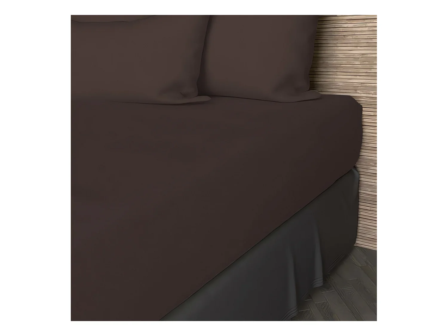 Drap housse en coton 57 fils 140x190 cm UNI brun, par Soleil d'ocre