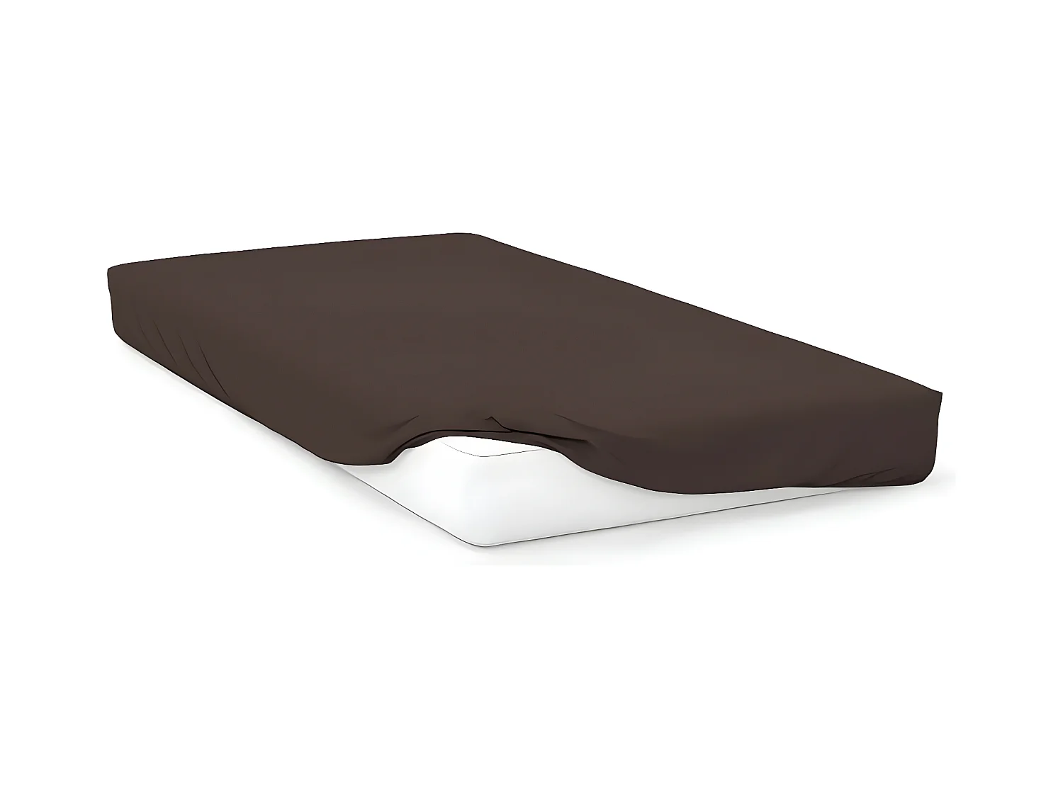 Drap housse en coton 57 fils 140x190 cm UNI brun, par Soleil d'ocre