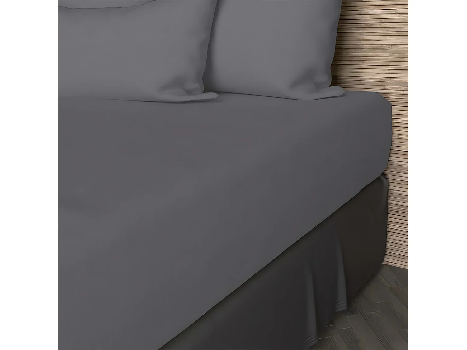 Drap housse en coton 57 fils 200x200 cm UNI gris, par Soleil d'ocre