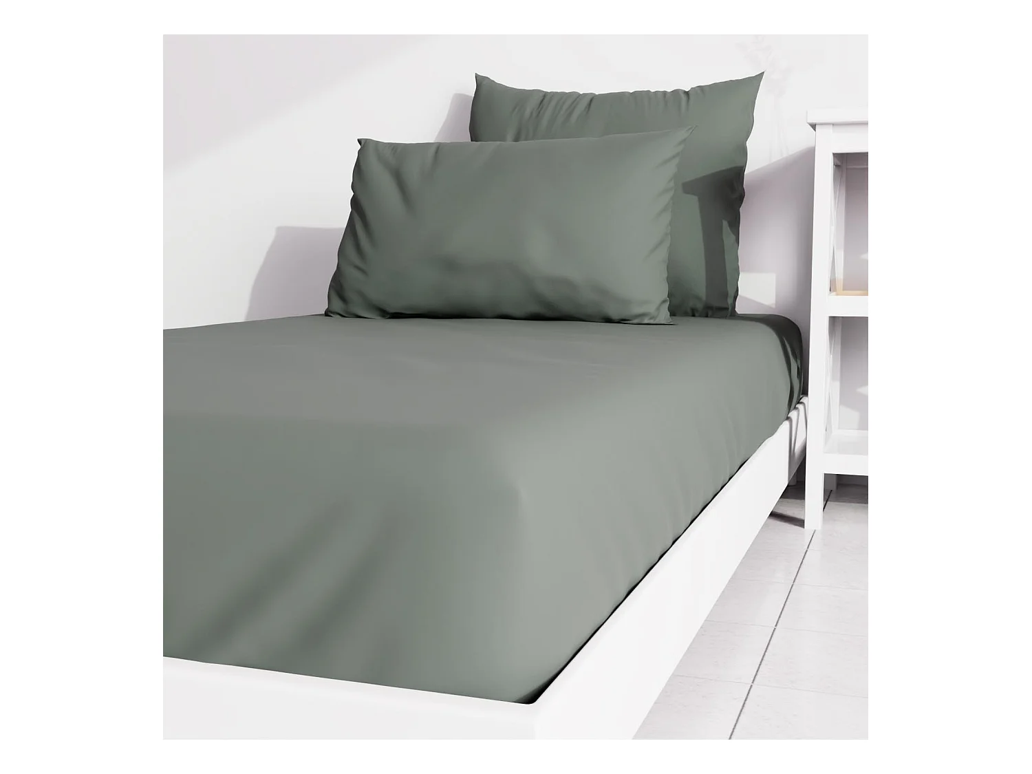 Drap housse uni 90x190 cm ZZZ kaki