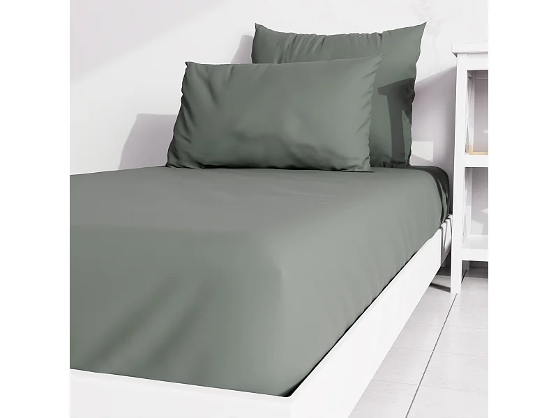 Drap housse uni 90x190 cm ZZZ kaki