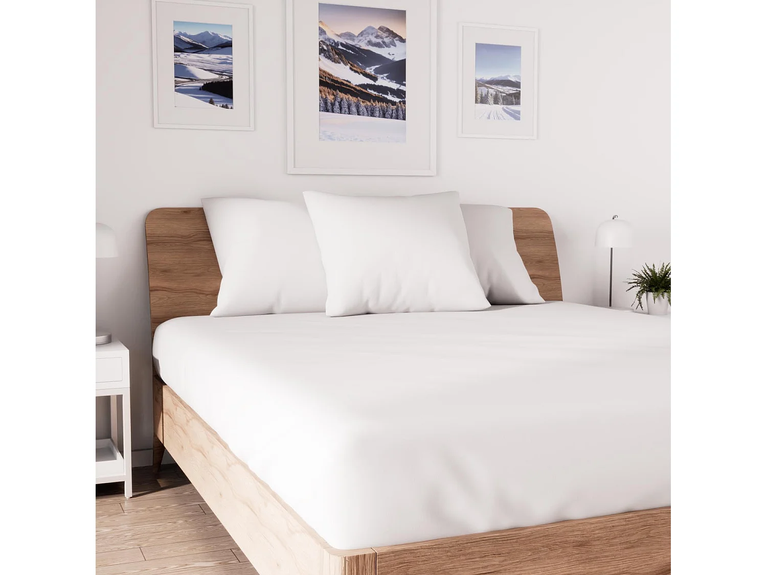 Drap housse en coton 140x190 cm JERSEY blanc, par Soleil d'ocre