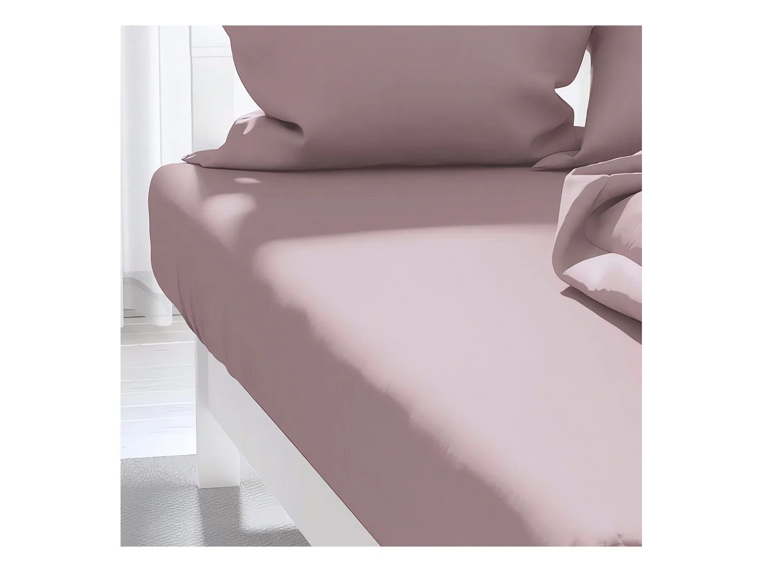 Drap housse uni 140x190 cm ZZZ rose