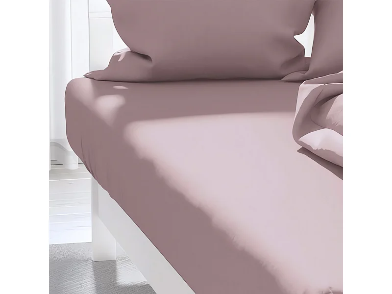Drap housse uni 140x190 cm ZZZ rose