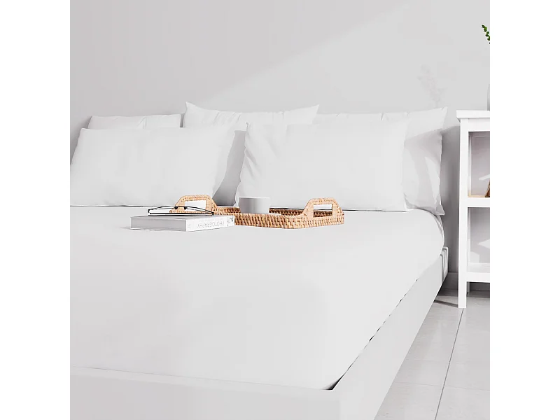 Drap housse uni 160x200 cm ZZZ blanc