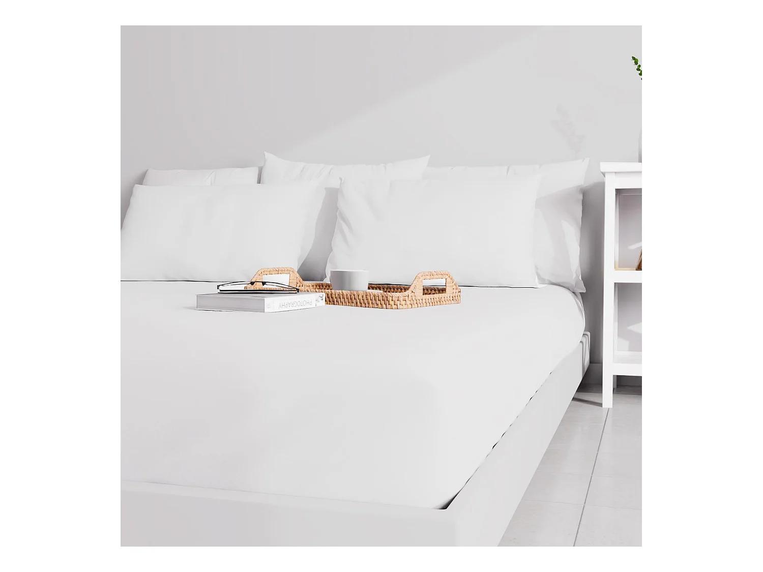 Drap housse uni 160x200 cm ZZZ blanc