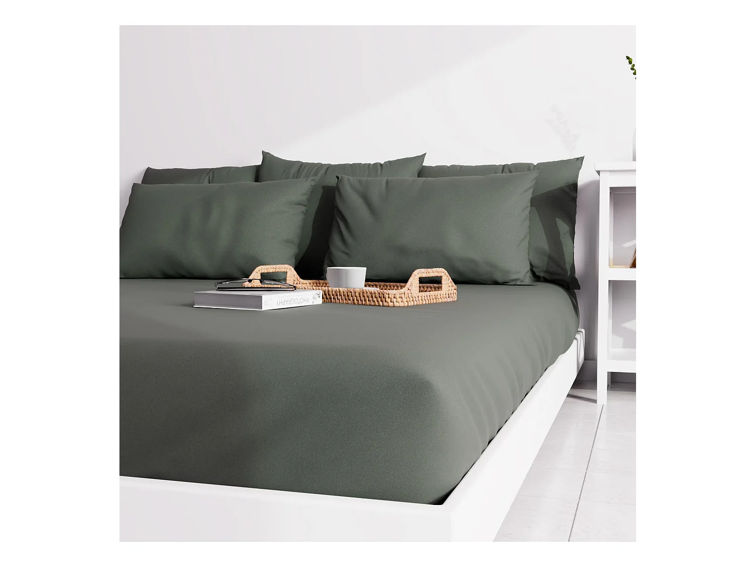 Drap housse uni 160x200 cm ZZZ kaki