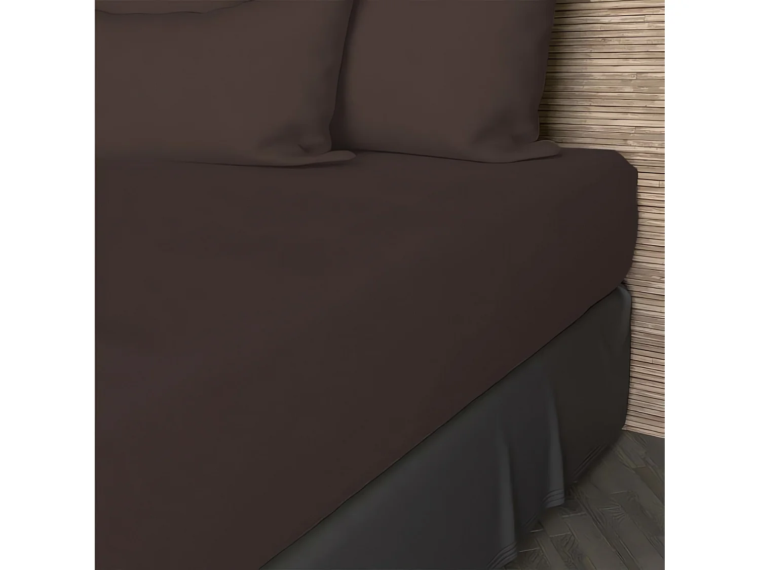 Drap housse en coton 57 fils 200x200 cm UNI brun, par Soleil d'ocre