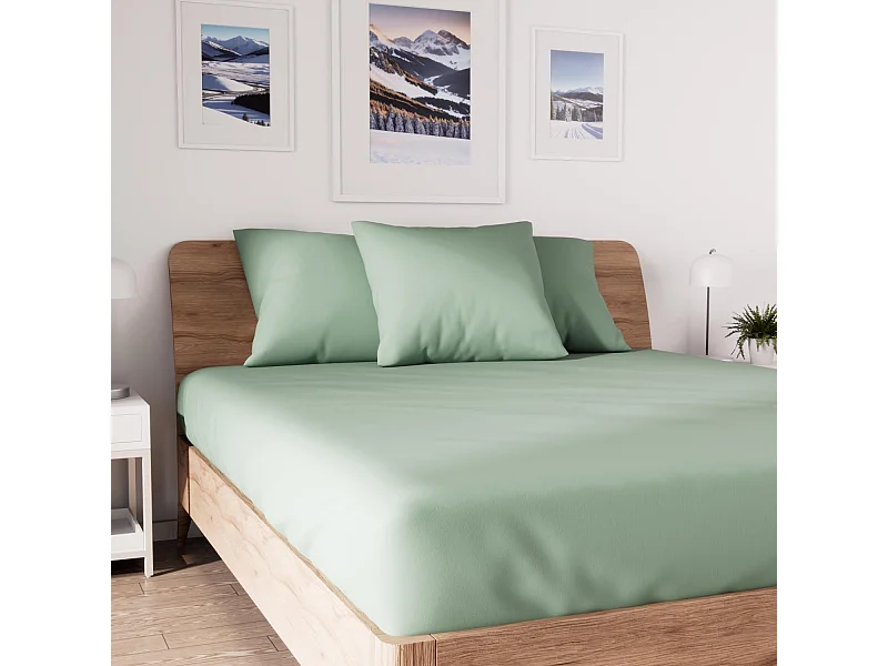 Bajera ajustable de algodón 140x190 cm JERSEY verde agua