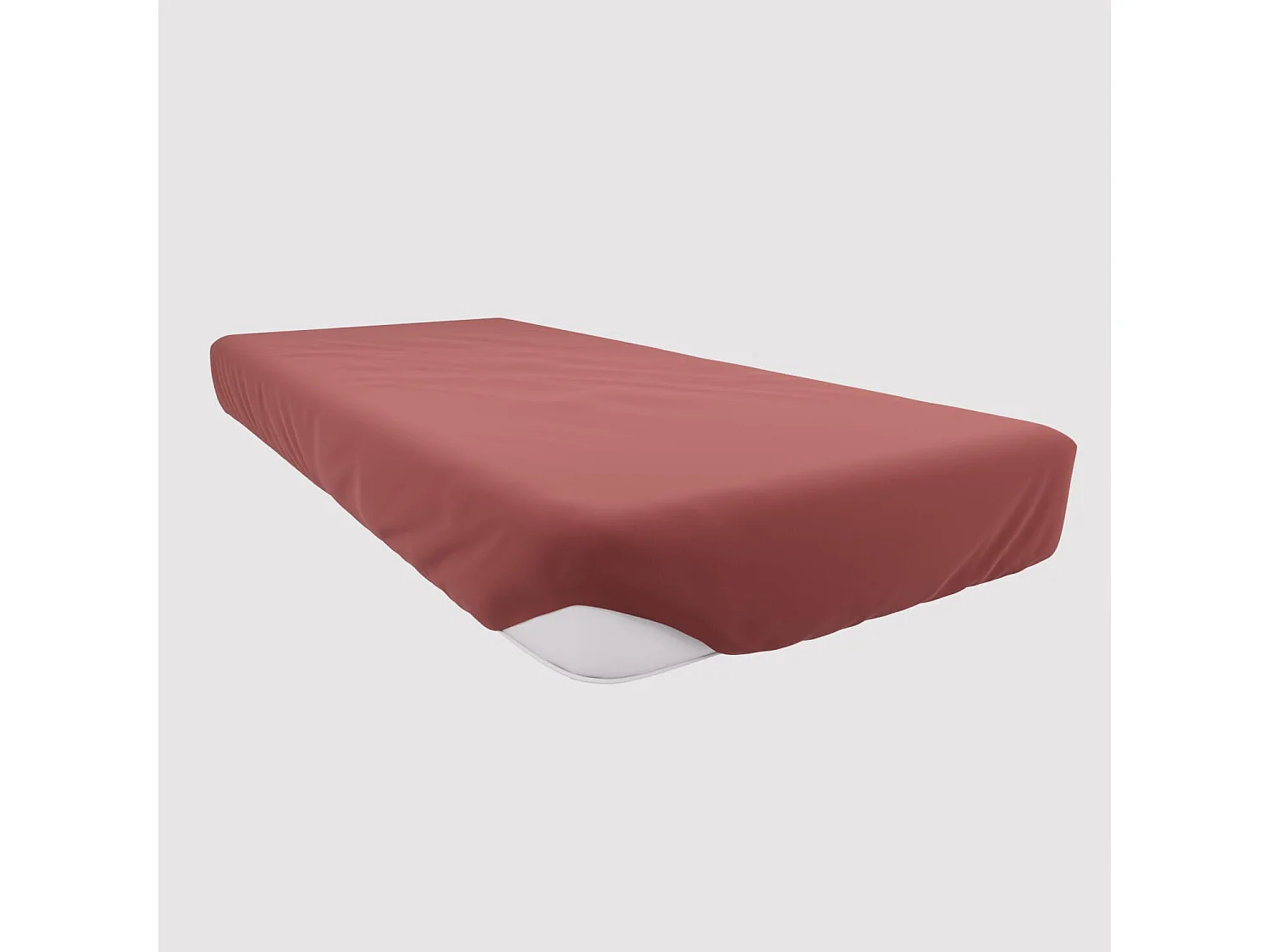 Drap housse en coton 140x190 cm JERSEY brique, par Soleil d'ocre