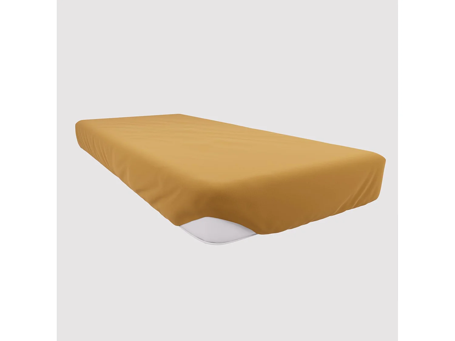 Drap housse en coton 90x190 cm JERSEY moutarde, par Soleil d'ocre