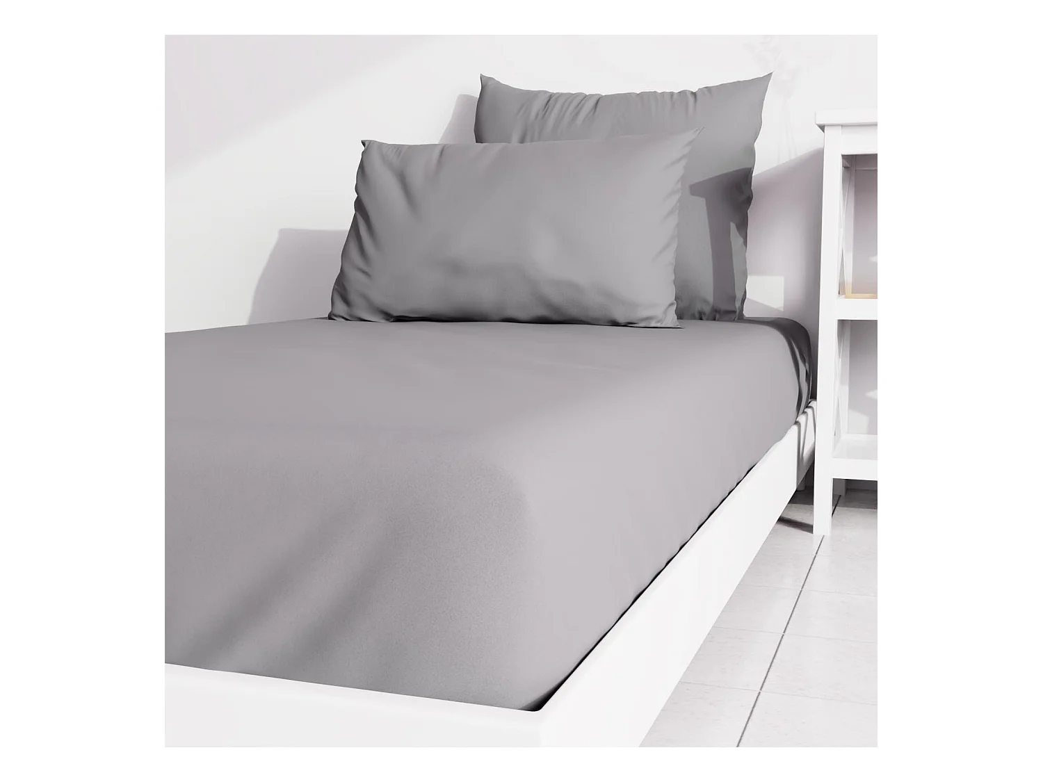 Drap housse uni 90x190 cm ZZZ gris