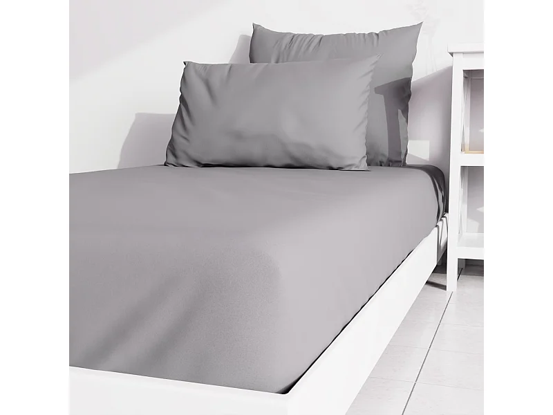 Drap housse uni 90x190 cm ZZZ gris