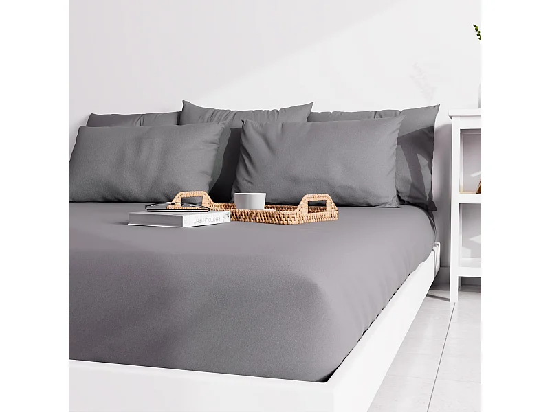 Drap housse uni 160x200 cm ZZZ gris