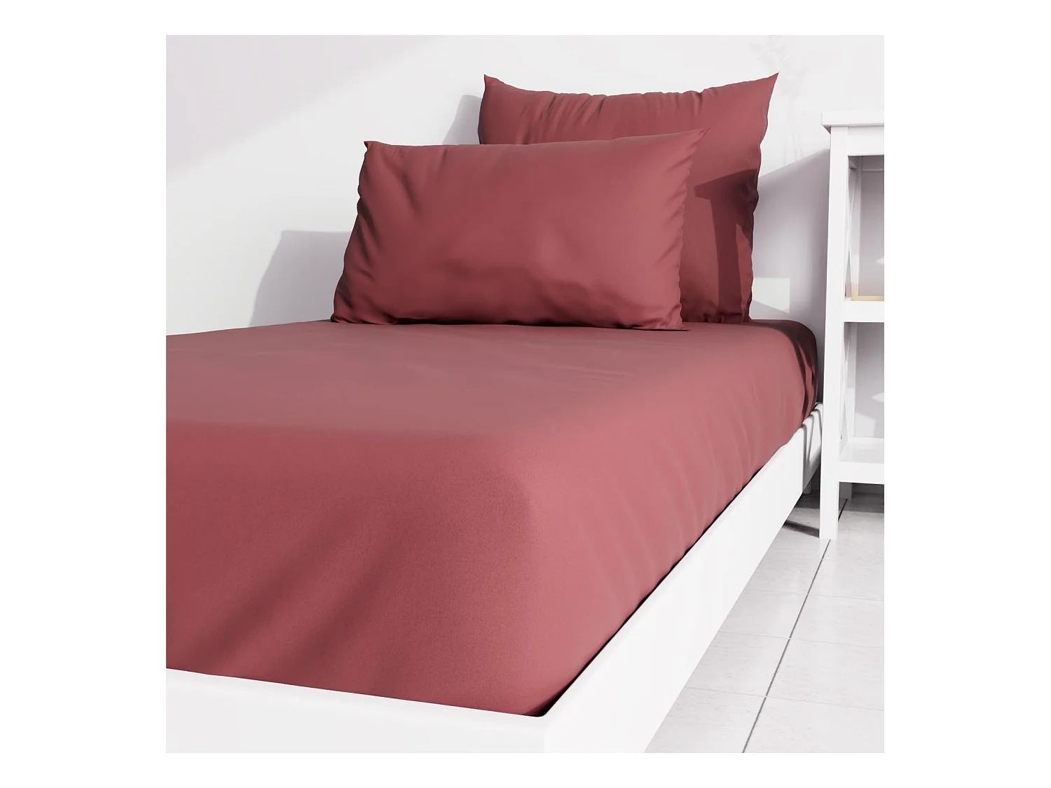 Drap housse uni 90x190 cm ZZZ rouge