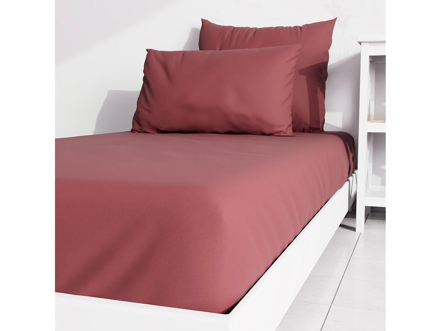 Drap housse uni 90x190 cm ZZZ rouge