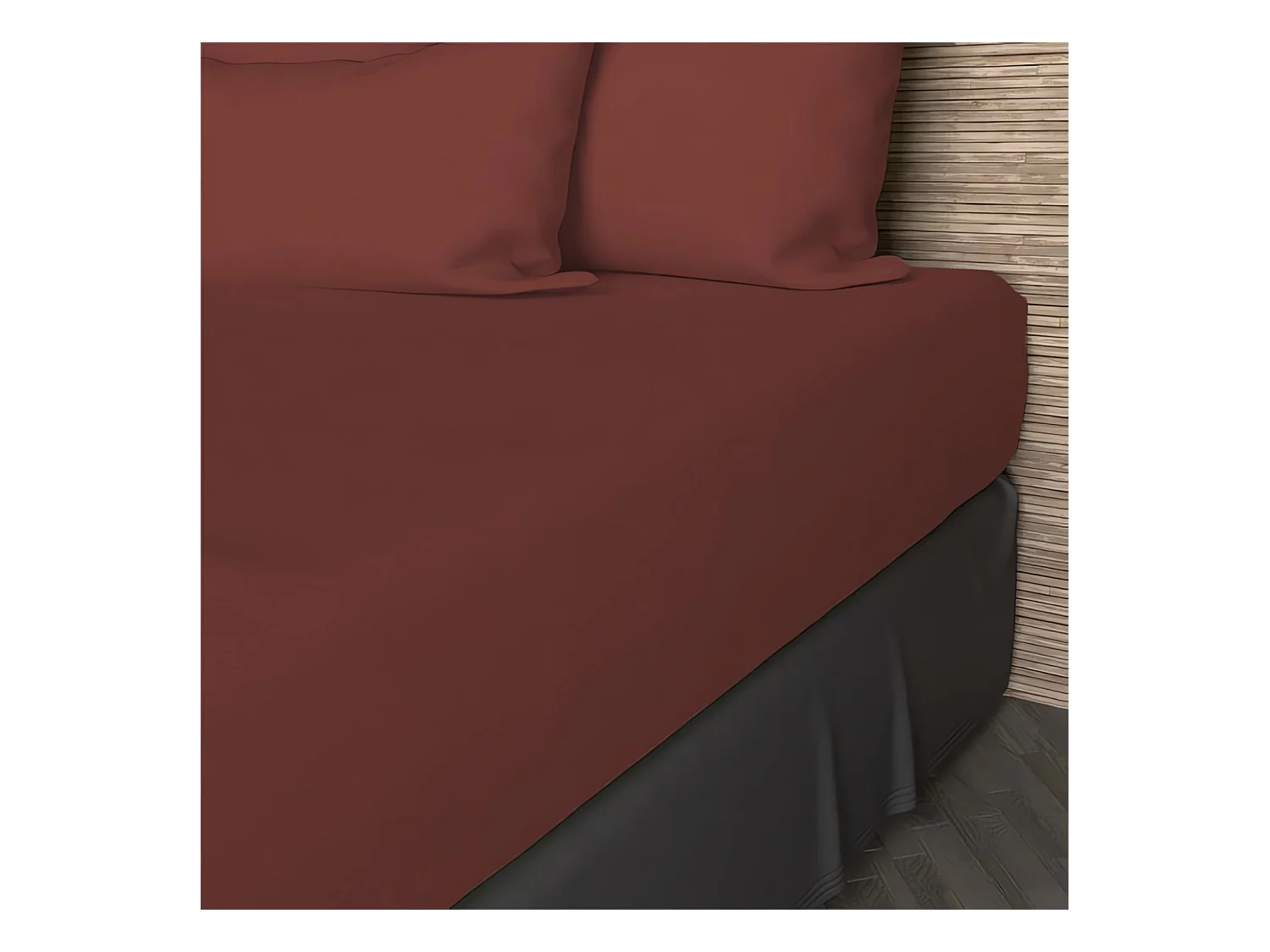 Drap housse en coton 57 fils 90x200 cm UNI brique, par Soleil d'ocre