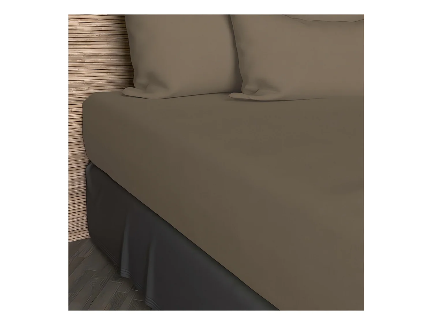 Drap housse 140x190 cm en coton 57 Fils SOLEIL D'OCRE taupe