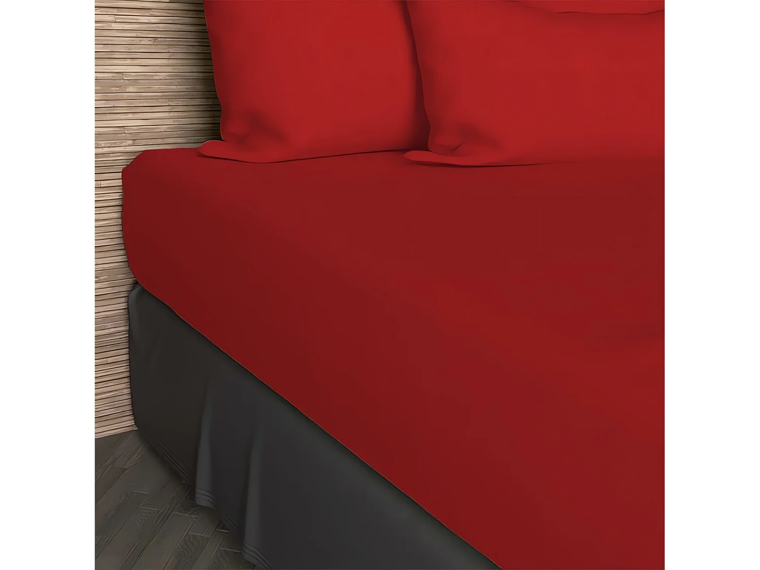 Drap housse 180x200 cm en coton 57 Fils SOLEIL D'OCRE rouge