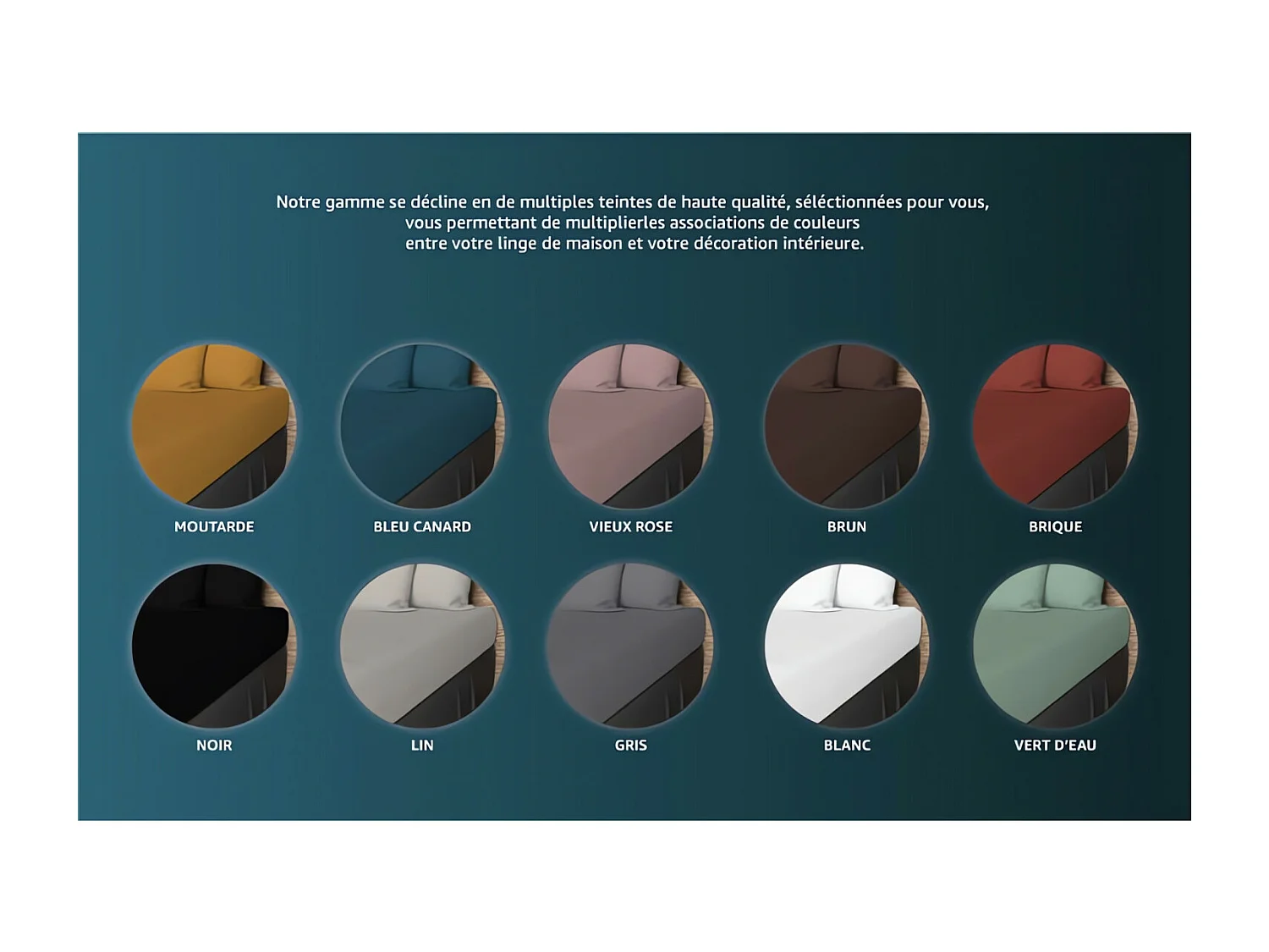 Drap housse en coton 57 fils 160x200 cm UNI noir, par Soleil d'ocre