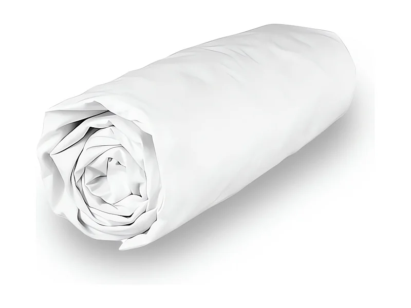 Drap housse en coton 180x200 cm PERCALE blanc, par Soleil d'ocre